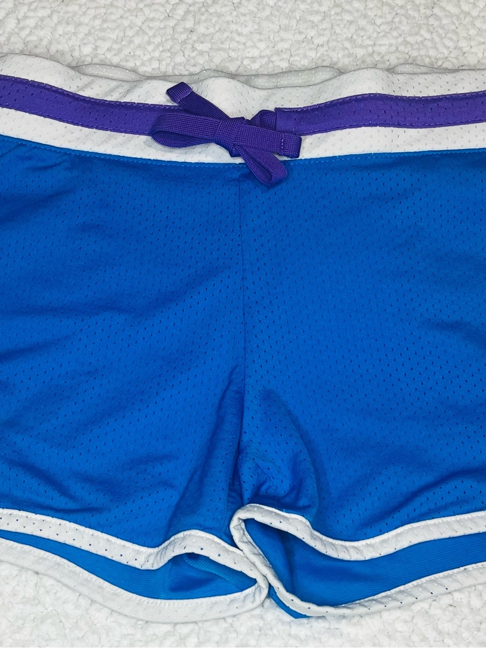 Nike Bright Blue Mesh Shorts with Purple Drawcord